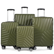 Nicetravel 4-Piece Hardside Luggage Set,Lightweight suitcase with TSA Locks & Double Spinner Wheels, Green