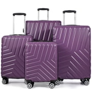 Nicetravel 4-Piece Hardside Luggage Set,Lightweight Suitcase with TSA Locks & Double Spinner Wheels, Purple