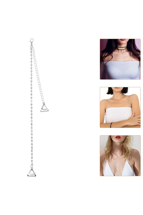 Elegant Rhinestone Bra Strap White Adjustable Length Hook and Chain