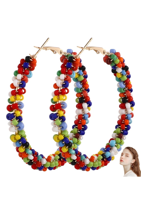 1 Pair of Trendy Beaded Earring for Women in Multi-color Wind Daily Wear