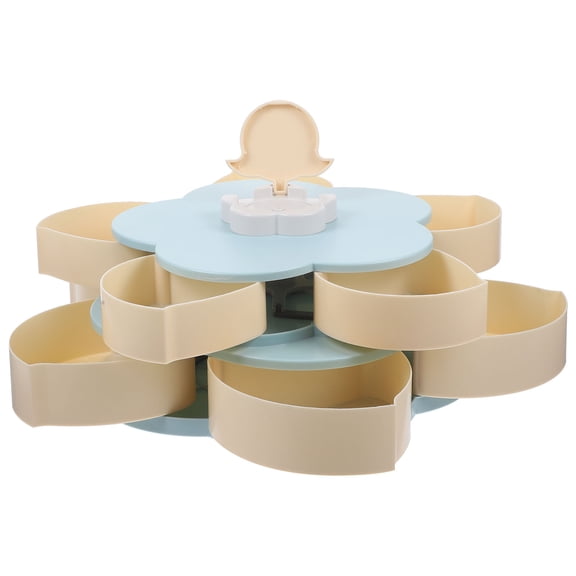 Niceauty 1 Pc Candy Box with Lid Flower Shape Snack Container Food Grade PP Blue