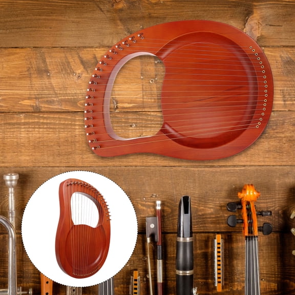 Niceauty 1Set Portable 19 ng Wood Lyre Harp Handheld Musical Instrument Brown