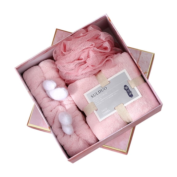 Niceauty 1Set Pink Face Towel and Hair Tying Band Water Absorbent Home Use Towel Set