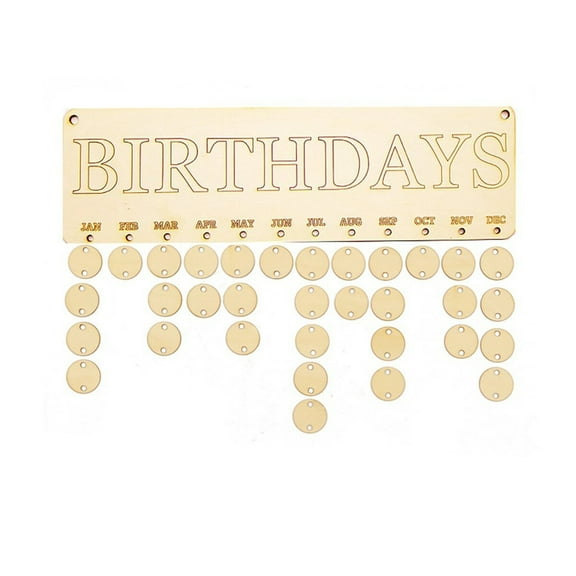 Niceauty 1 Set Family Birthday Plaque Wooden Khaki Reminder for Mothers Day and Fathers Day