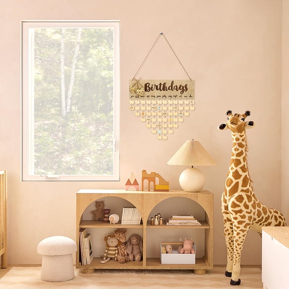 Niceauty Wall Calendar Wooden Block Birthday Reminder with Easy Assembly in Khaki