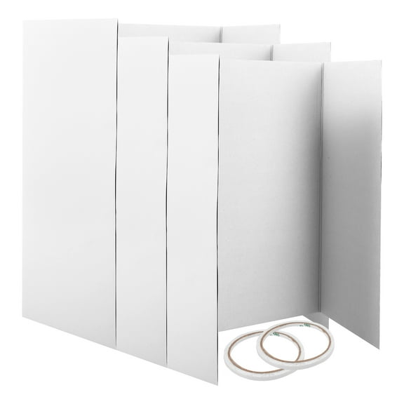 Niceauty 1Set White Foldable Trifold Board for Display Use with Double Side Tapes and Lightweight Design