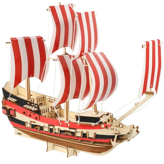 Niceauty 1 Set of Sailboat Puzzle Wood Lifelike Design for Adults DIY Assembly Home Decoration