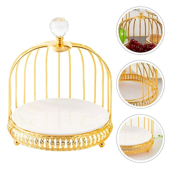 Niceauty 1Set Stylish Golden Metal Cake Display Rack with Bird Cage Shape for Weddings Parties