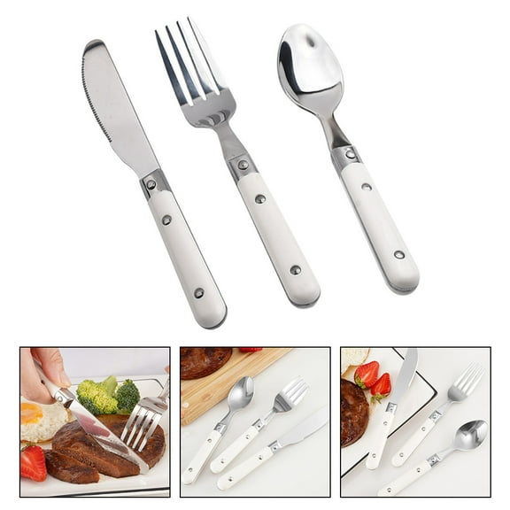 Niceauty 1 Set of Kids Training Fork for Eating Toddler Utensil White Color