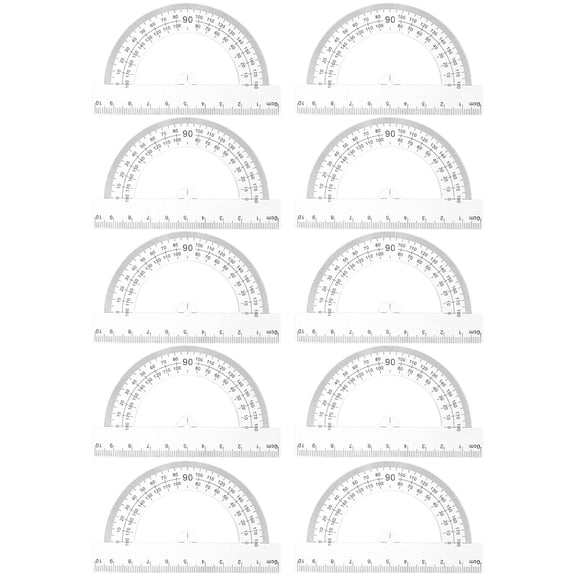 Niceauty 10Pcs White Plastic Half Circle Protractors for Classroom Math Angle Measuring