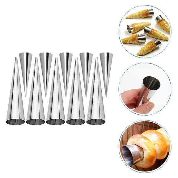 Niceauty 10Pcs Silver Pastry Horn Forms Baking Tool with Non-stick and Reusable Features