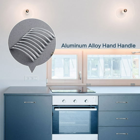 Niceauty 10Pcs Chrome Arc Shaped Pull Handles Durable Alloy for Cabinet Doors