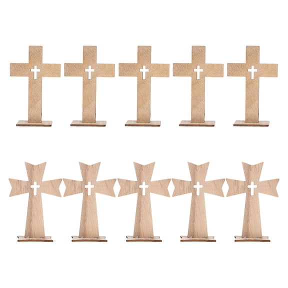 Niceauty Table Decor Crucifix Wooden Cross Beige 10Pcs