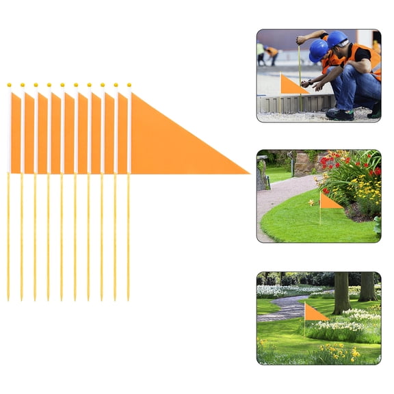 Niceauty Triangular Marking Flags Orange Polyester for Decoration and Sprinkler System