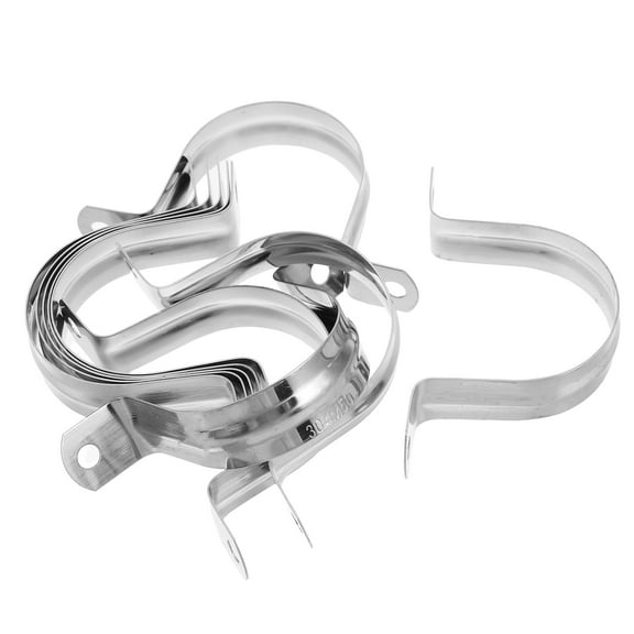 Niceauty 10pcs Stainless Steel Saddle Clamp Pipe Hanger Silver For Outdoor Water Pipe Support Home Use