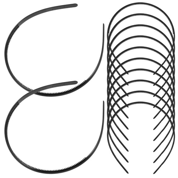 Niceauty 12Pcs Black Plastic Headbands with Nonslip Teeth for DIY Craft and Sports