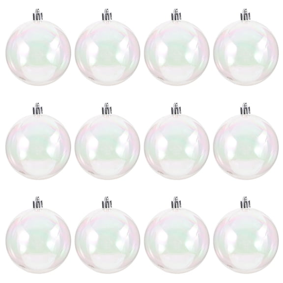 Niceauty Festive Transparent Plastic Xmas Tree Ornaments 12Pcs for Party Decor