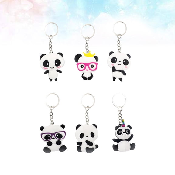 Niceauty 12Pcs Assorted Color Panda Shape PVC Pendant Keychain Creative Key Holder