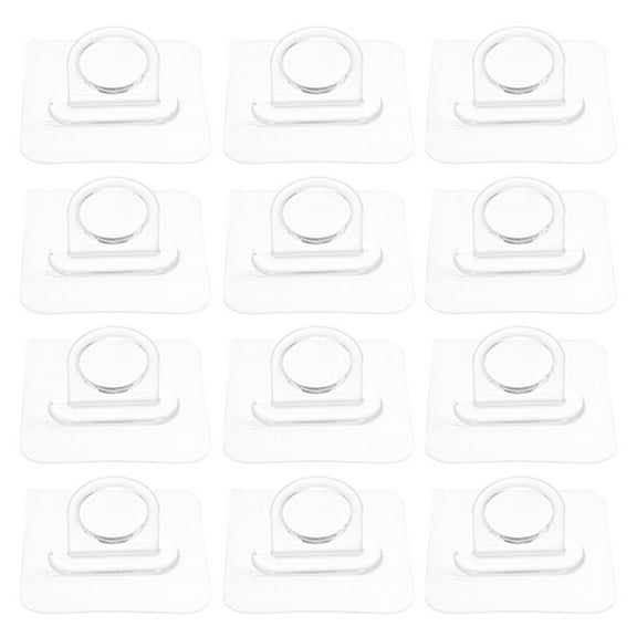 Niceauty 12Pcs Transparent Self Adhesive Plastic Wall Hooks Heavy Duty for Bathroom Kitchen