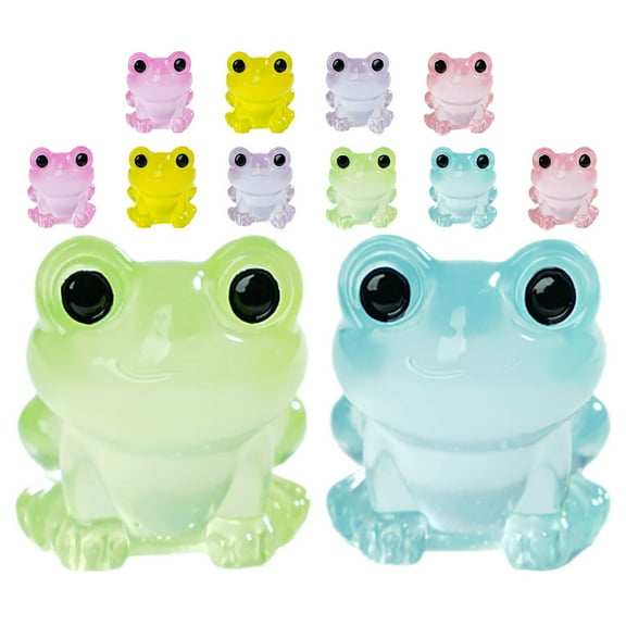 Niceauty 12pcs Tiny Luminous Frogs Glow in the Dark Statue Micro Landscape for Garden Decor Frog