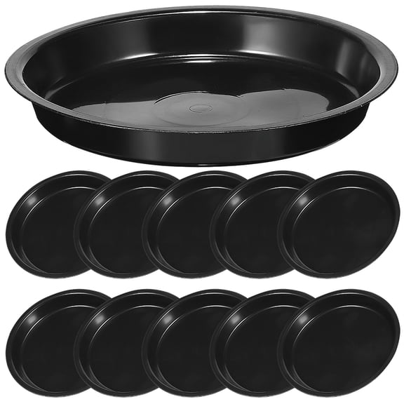 Niceauty 16Pcs Flowerpot Tray Round Planter Saucer Black Indoor Use