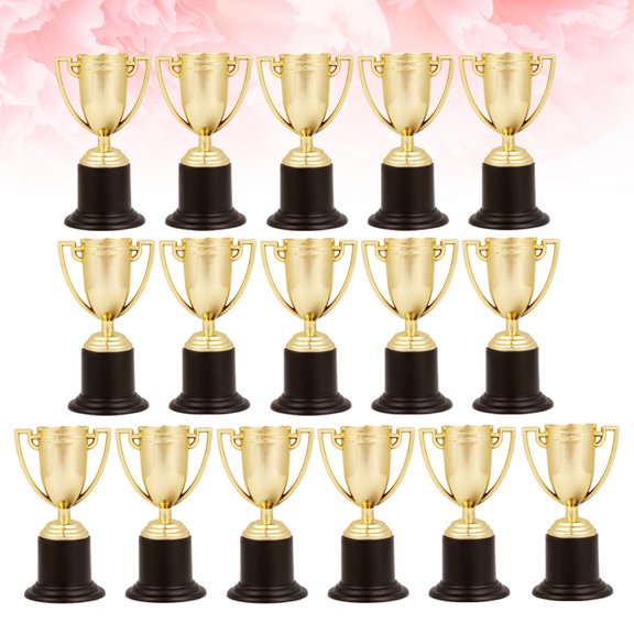 Niceauty 16pcs Small Trophy Award Trophy Plastic Golden Elegant Classroom Supplies