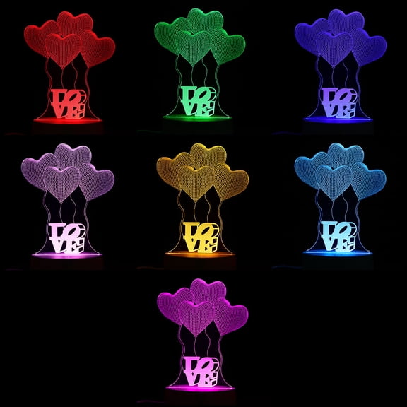 Niceauty 1Pack 3D Lamp Touch Switch Colors Changes Bedside Lights for valentine's day theme projection light