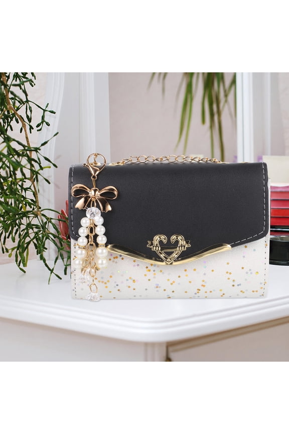 1Pack Chic Chain Purse PU Shape Portable Lock Button Design Women Shoulder Bag