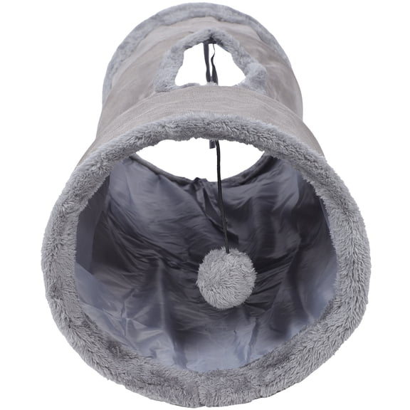 Niceauty 1Pack Pet Play Tunnel Suede Grey Foldable Design for Indoor Use