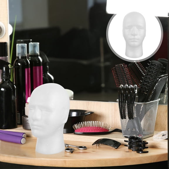 Niceauty Barber Mannequin Head Male Mannequin Display Head White Foam 1Pack