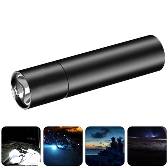Niceauty 1Pack Rechargeable Pocket Flashlight Aluminium Alloy Black for Night Fishing Outdoor Adventures