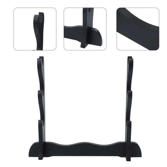 Niceauty Sword Holders Display Rack Wood Black 1Pcs