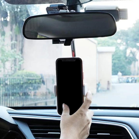 Niceauty Car Phone Stand Rearview Mirror Mount White Abs 1Pc