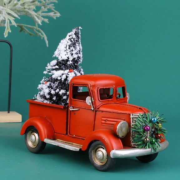 Niceauty 1Pc Pickup Truck Statue Metal Christmas Ornament for Elegant Holiday Decoration