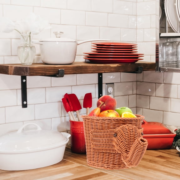 Niceauty 1Pc Brown Elephant Shaped Woven Fruit Basket Storage Container for Home Decor