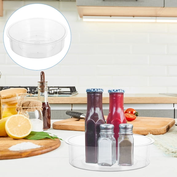 Niceauty 1Pc Transparent Cosmetic Organizer Rotatable Storage Box with Rotary Wheel Convenient for Small Spaces