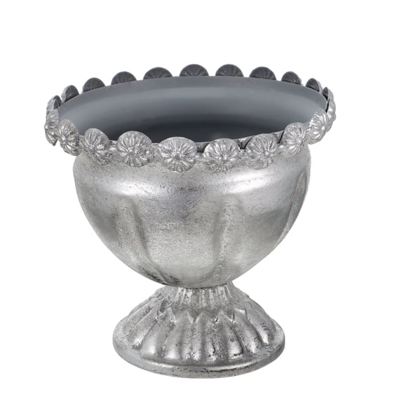 Niceauty 1Pc Urn Planters Iron Bucket Silver Cute Plant Pot for Outdoor Gardening