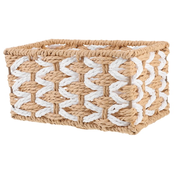 Niceauty 1Pcs Elegant Woven Basket Dual-color Combination Iron Storage for Home Use