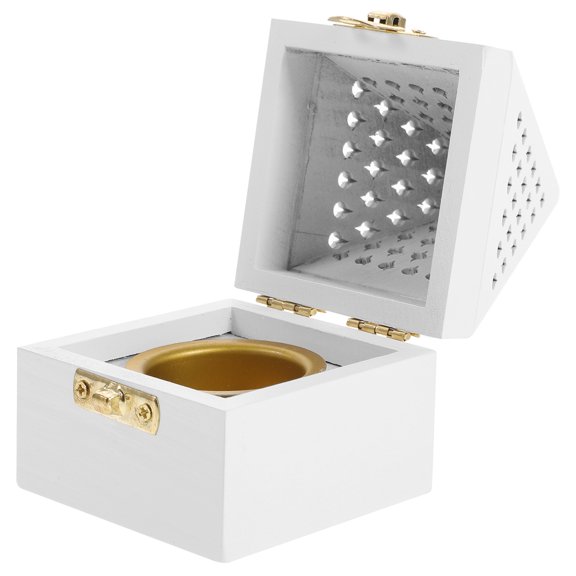 Niceauty 1Pcs Mini Incense Burner White Wooden Metal Censer Desktop Decor