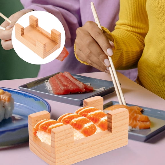 Niceauty Wooden Sushi Holder Light Brown Japanese Style for Home and Restaurant
