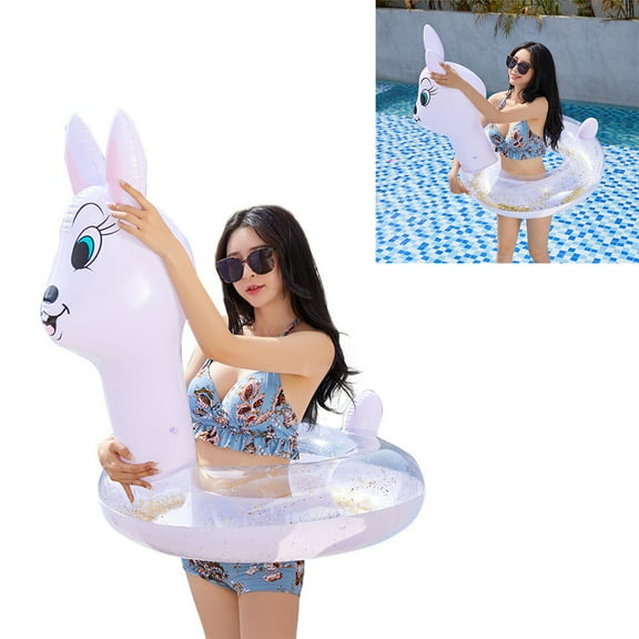 Niceauty 1Pcs Swimming Rings Inflatable PVC White Round Leak-proof Pool Swim Tubes Rings for Adults