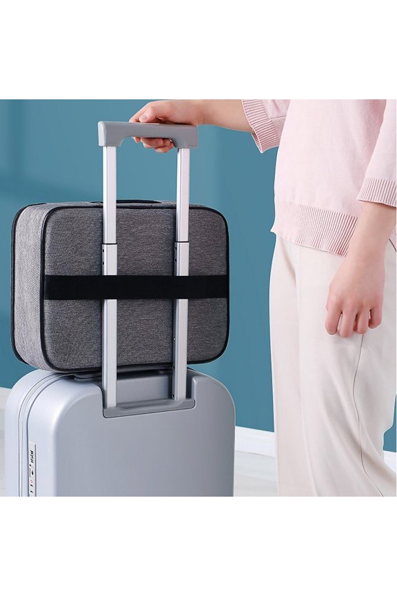 1Pc Large Capacity Portable Document Storage Bag with Handle Grey
