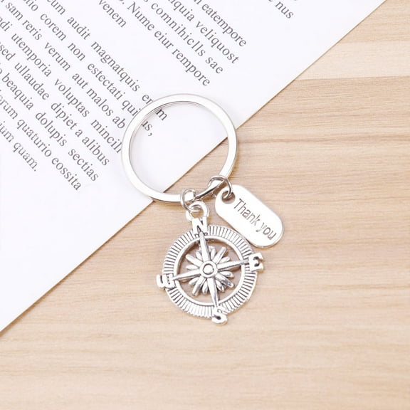 Niceauty 1Pc Metal Compass Keychain Hanging Decor Key Ring with Fine Workmanship