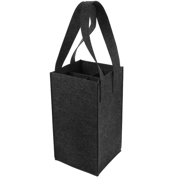 Niceauty 1Pc Black Felt Wine Carrier with Divider Portable Storage Tote for Four Bottles