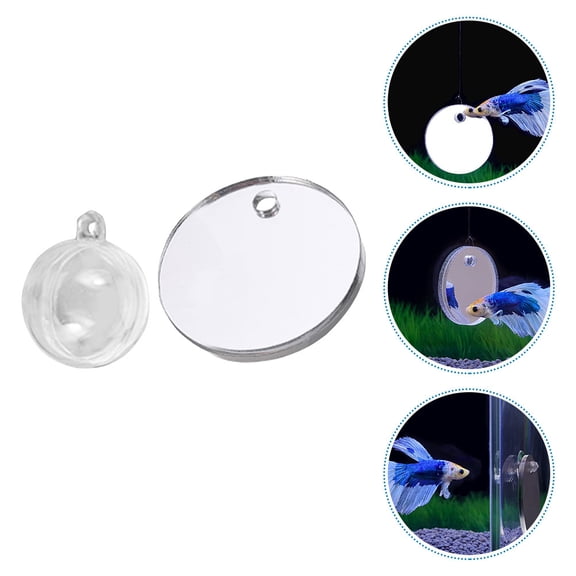 Niceauty 1 Set of Floating Fish Tank Mirror Transparent for Betta Fish Training