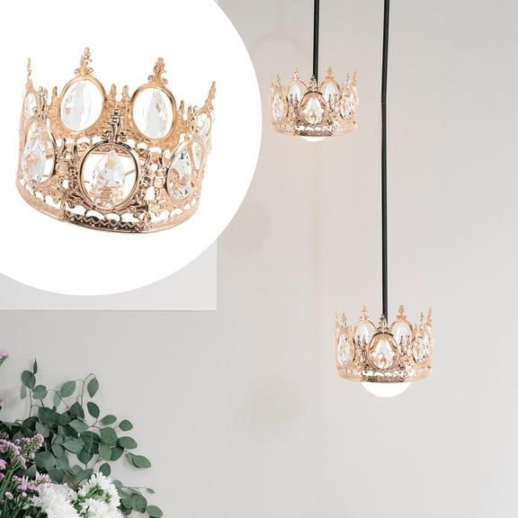 Niceauty Lamp Crown Pendant Lamp Decoration Golden Glass 1Pack