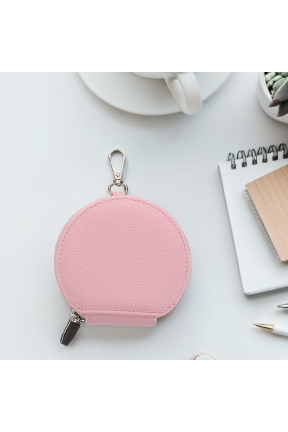 1Set Small Pouch With Zip Zipper Coin Pouch Pink PU For Teen Girls Accessory