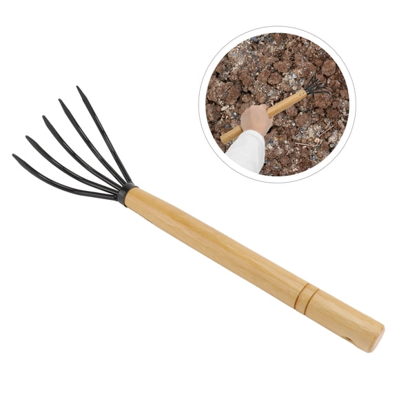 Niceauty 1pc Carbon Steel Garden Rake Efficient Fallen Leaves Cleaner With Handle For Garden Cleanup