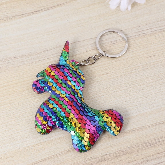 Niceauty 2 Unicorn Key Rings for Car Keys Assorted Color Double-Sided Shiny Pendant Keychain Accessories