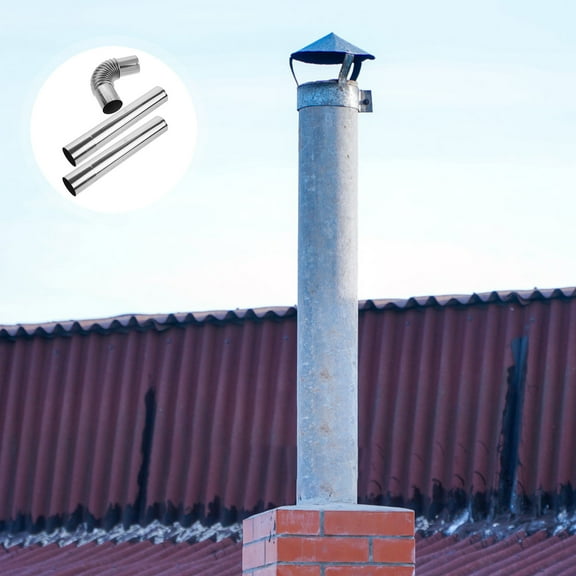 Niceauty 2 x Steel Chimney Flue for Wood Stove with Exhaust Function